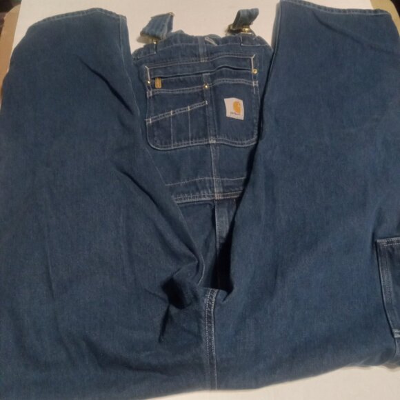 Carhartt Men's Loose Fit Bib Overalls OR4672-M Blue Denim 104672DST - Picture 2 of 6